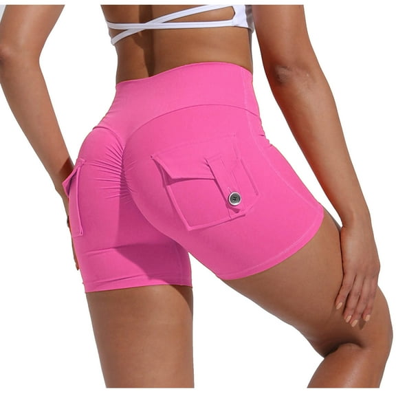 ICHUANYI Women'S Solid Color Cargo Pocket Hip Lift Fitness High Waist Stretch Exercise Yoga Pants