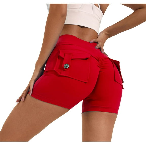 ICHUANYI Women'S Solid Color Cargo Pocket Hip Lift Fitness High Waist Stretch Exercise Yoga Pants