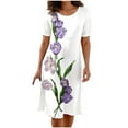 thumbnail image 1 of ICHUANYI Women Summer Dresses Fashion Short Sleeve Crew Neck Mid-Calf Dress Floral Print Dress Trendy 2024, 1 of 6