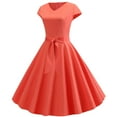 thumbnail image 1 of ICHUANYI Women Vintage Short Sleeve 50s Housewife Casual Evening Party Prom Dress Spring Summer New Trending 2024, 1 of 9