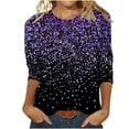 thumbnail image 1 of ICHUANYI Women's 3/4 Sleeves Crew Neck Shirts Casual Loose Tunic Tops Print T Shirt, 1 of 5