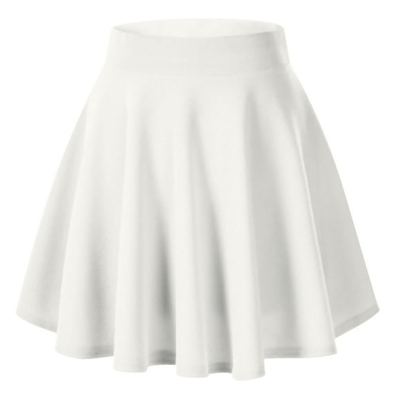 ICHUANYI Women's Basic Skirts Solid Versatile Stretchy Flared Casual Mini Sport Skirt
