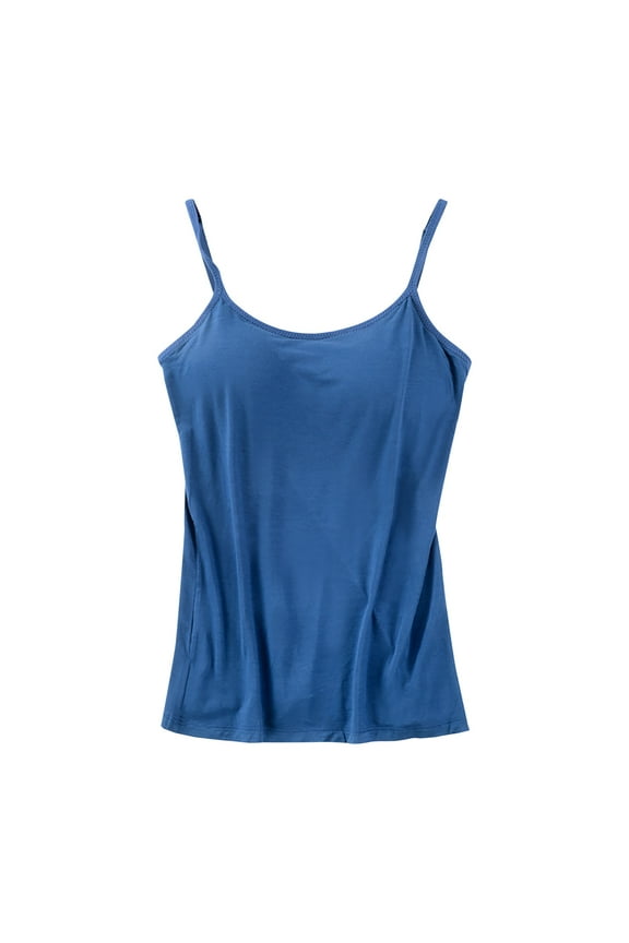ICHUANYI Women's Camisole Tops with Built in Bra Neck Vest Padded Slim Fit Tank Tops