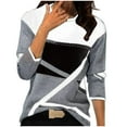thumbnail image 1 of ICHUANYI Women's Casual Geometry Print T-shirt Long Sleeve Blouse Round Neck Casual Tops, 1 of 3