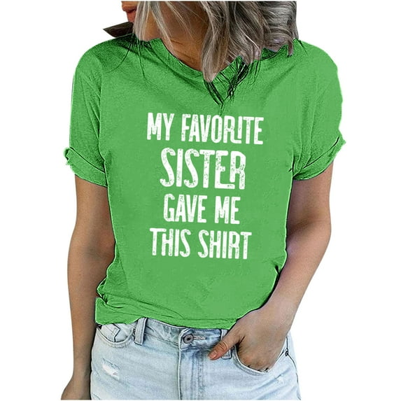ICHUANYI Women's Casual Stylish Soild Color Short Sleeve Tops Letter Print T-shirt Blouse Cloth New Trending