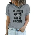 thumbnail image 1 of ICHUANYI Women's Casual Stylish Soild Color Short Sleeve Tops Letter Print T-shirt Blouse Cloth New Trending, 1 of 1
