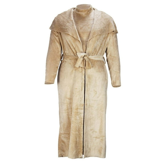 ICHUANYI Women's Coat Two Wear Slim Reversible Velvet Dress Cardigan Loose Long Coat Two Piece Suit+belt Spring Summer Fashion 2024