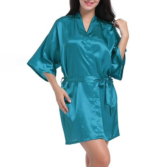 ICHUANYI Women's Color Ding Robe Bathrobe Color Light Summer Thin Short Cardigan Robe