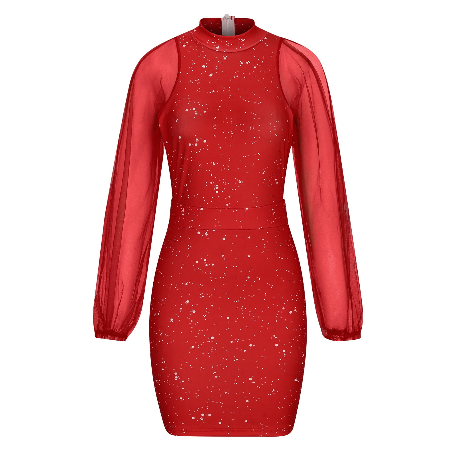 MEROKEETY Womens Long Sleeve Mesh Bodycon Cocktail Dress 2026 Square Neck Ruched Club Mini Dress