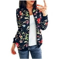 thumbnail image 1 of ICHUANYI Women's Fashion Bomber Jacket Floral Casual Loose Coat Zip Outerwear Windbreaker Fall Winter Clothes Outfits 2023, 1 of 5