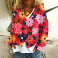 thumbnail image 1 of ICHUANYI Women's Fashion Button Solid Knit Sweater V Neck Cardigan Long Sleeve Coat, 1 of 5