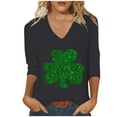 thumbnail image 1 of ICHUANYI Women's Fashion Casual St. Patrick's Day V-neck 3/4 Sleeve Long Sleeve Tops, 1 of 5
