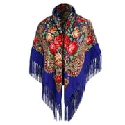ICHUANYI Women's Fashion Russian Babushka Scarf Shawl Wrap Oversized Traditional Retro Style Tassels Scarfs