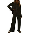 thumbnail image 1 of ICHUANYI Women's Fashion Solid Long-Sleeve Shirt and Full-Length Button Pajama Set Fall Winter Clothes, 1 of 6