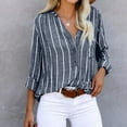 thumbnail image 1 of ICHUANYI Women's Fashion Striped Printed Shirts Single Breasted Long Sleeve Fall Blouse Promotion, 1 of 9