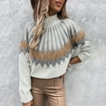 thumbnail image 1 of ICHUANYI Women's High Neck Sweaters Trendy Warm Printed Casual Long Sleeve Knitted Pullover Fall Winter Cloth, 1 of 7