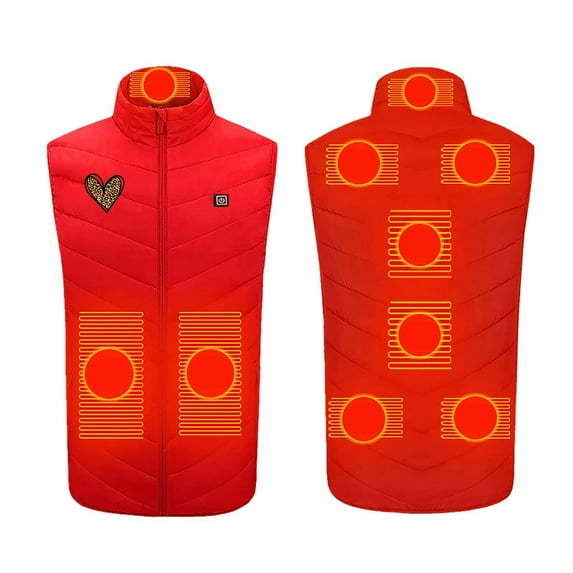ICHUANYI Women's Jackets Trendy Heart Print Lightweight Heated Vest with Battery Plus Size Coats Fall Winter Heating Coat