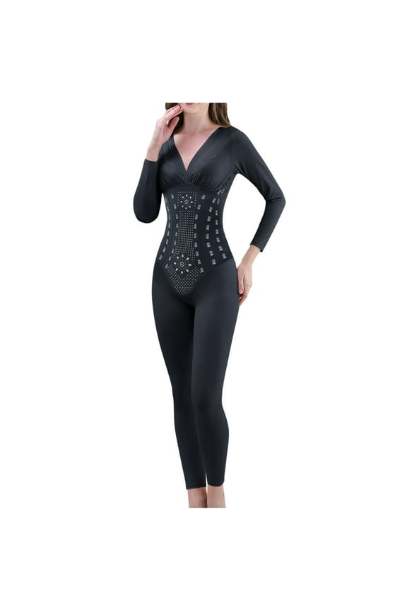 ICHUANYI Women's Long Sleeve Long Pants Jumpsuit With No Marks Abdominal Tightening Body Shaping Slim Shaping And Body Shaping Clothing 2024