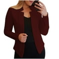 thumbnail image 1 of ICHUANYI Women's Long Sleeve Solid Coat Open Front Lightweight Work Office Blazer Jackets Short Slim Tops, 1 of 5