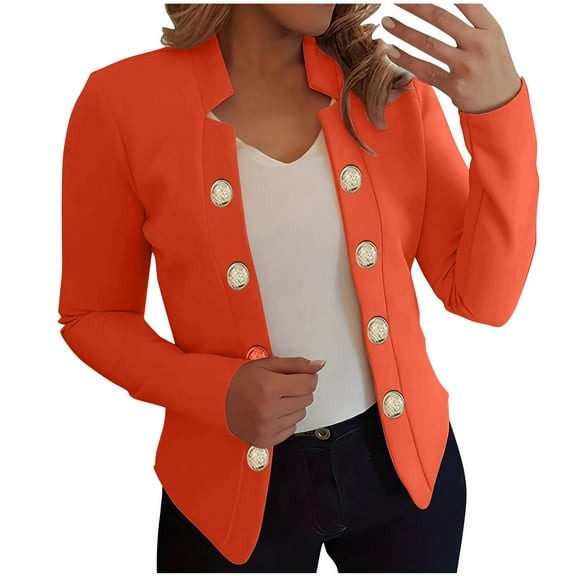 ICHUANYI Women's Long Sleeve Solid Coat Open Front Lightweight Work Office Blazer Jackets Short Slim Tops