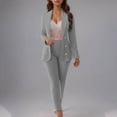 thumbnail image 1 of ICHUANYI Women's Long Sleeve Solid Color 2 Pieces Blazers Set Casual Elegant Business Suit Sets for Work, 1 of 6