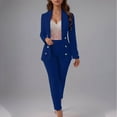 thumbnail image 1 of ICHUANYI Women's Long Sleeve Solid Color 2 Pieces Blazers Set Casual Elegant Business Suit Sets for Work, 1 of 6