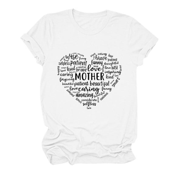 ICHUANYI Women's Mother's Day Fashion Crewneck Print Short Sleeve T-Shirts Casual Loose Shirts Tops Gifts To Mom