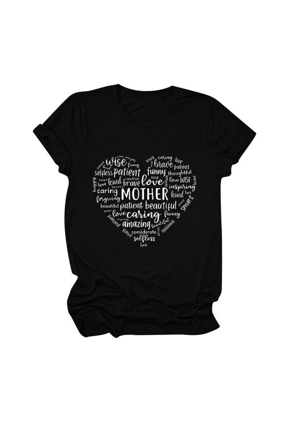 ICHUANYI Women's Mother's Day Fashion Crewneck Print Short Sleeve T-Shirts Casual Loose Shirts Tops Gifts To Mom