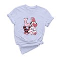 thumbnail image 1 of ICHUANYI Women's Shirts Fashion Casual Short Sleeve Crew Neck Tops Valentine's Day Print T-shirt Cloth New Trending, 1 of 6