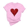 thumbnail image 1 of ICHUANYI Women's Shirts Valentine's Day Fashion Casual Crew Neck Short Sleeve Tops Print T-shirt Cloth New Trending, 1 of 6