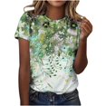 thumbnail image 1 of ICHUANYI Women's Short Sleeves Round Neck T Shirt Fashion Summer Floral Print Regular Tops, 1 of 5