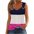 thumbnail image 1 of ICHUANYI Women's Slim Fashionable Casual Print Camisole Metal Crew Neck Top Blouse, 1 of 5