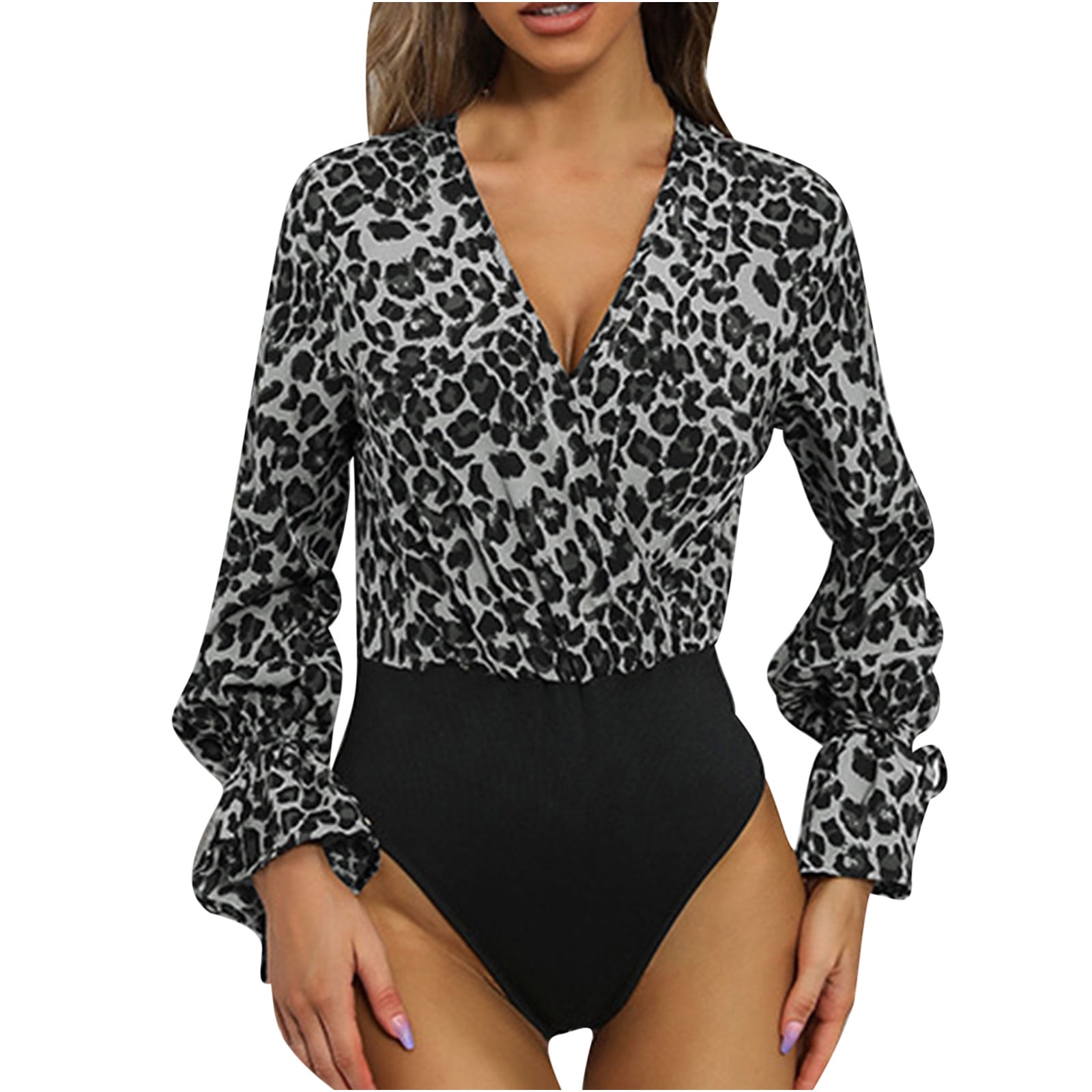 ICHUANYI Women's Spring And V-neck Pullover With Flared Sleeve Lantern ...