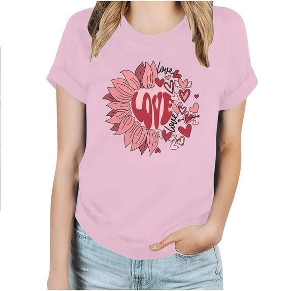 ICHUANYI Women's Stylish Crewneck Print Short Sleeve T-shirt Casual Loose Shirt Tops Cloth New Trending