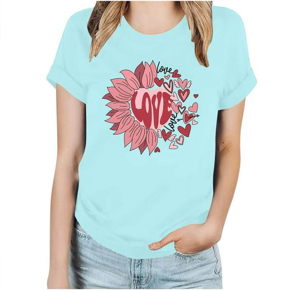 ICHUANYI Women's Stylish Crewneck Print Short Sleeve T-shirt Casual Loose Shirt Tops Cloth New Trending