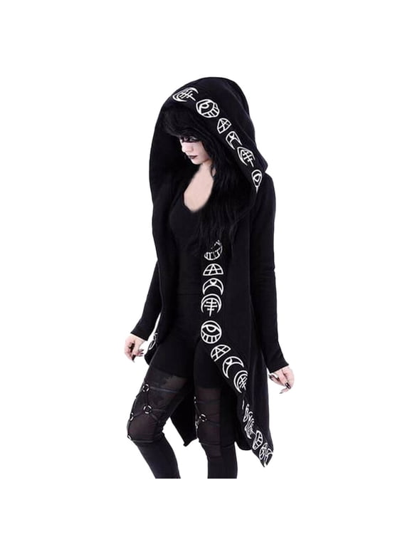 ICHUANYI Women's Stylish Gothic Punk Coat Tunic Hooded Hoodie Oversized Zip Up Sweatshirt Fall Winter Jacket with Pockets
