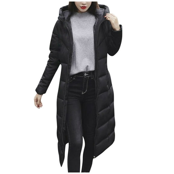ICHUANYI Women's Stylish Thicken Puffer Coat Long Warm Jacket Hooded Outwear Fall Winter Clothes Outfits 2023