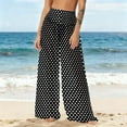 thumbnail image 1 of ICHUANYI Women's Summer Chiffon Lightweight Bathing Suit Cover Up Bohemian Style Printed Swim Beach Pants Wide Leg Swimsuit Coverup Pants, 1 of 7
