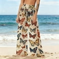 thumbnail image 1 of ICHUANYI Women's Summer Chiffon Lightweight Bathing Suit Cover Up Bohemian Style Printed Swim Beach Pants Wide Leg Swimsuit Coverup Pants, 1 of 7