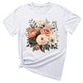 thumbnail image 1 of ICHUANYI Women's Summer Tops Fashion Crewneck Floral Print Short Sleeve T Shirt Casual Loose Shirts New Style, 1 of 3