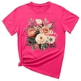 thumbnail image 1 of ICHUANYI Women's Summer Tops Fashion Crewneck Floral Print Short Sleeve T Shirt Casual Loose Shirts New Style, 1 of 3