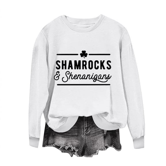ICHUANYI Women's Sweatshirts Fashion St. Patrick's Day Print Tops Crew Neck Long Sleeve Pullover