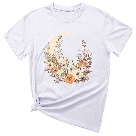 ICHUANYI Women's T Shirt Summer Tops Fashion Print Short Sleeve Crewneck Tee Casual Loose Shirts