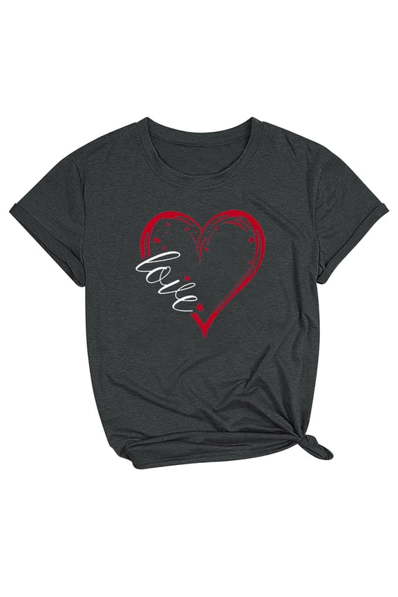 ICHUANYI Women's T-shirt Fashion Casual Crew Neck Short Sleeve Tops Valentine's Day Print Shirts Cloth New Trending