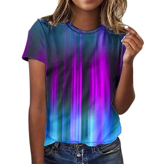 ICHUANYI Women's T-shirt Fashion Casual Shirts Crew Neck Short Sleeve Tops Cloth New Trending