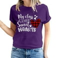 thumbnail image 1 of ICHUANYI Women's T-shirt Valentine's Day Letter Print Shirts Short Sleeve Crew Neck Tops Cloth New Trending, 1 of 5