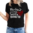 thumbnail image 1 of ICHUANYI Women's T-shirt Valentine's Day Letter Print Shirts Short Sleeve Crew Neck Tops Cloth New Trending, 1 of 5