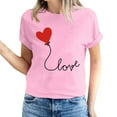 thumbnail image 1 of ICHUANYI Women's T-shirt Valentine's Day Print Shirts Short Sleeve Crew Neck Tops Cloth New Trending, 1 of 5