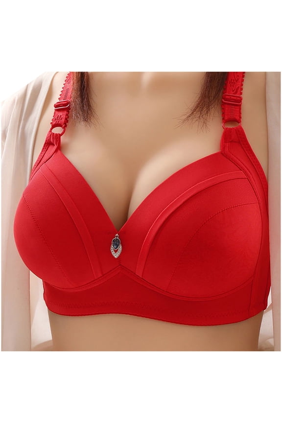 ICHUANYI Women's Thin Large Size Breathable Gathered Underwear Women's Non-steel Brass Daily Bras Summer Deal