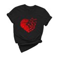 thumbnail image 1 of ICHUANYI Women's Tops Fashion Casual Crew Neck Short Sleeve Shirts Valentine's Day Print T-shirt Cloth New Trending, 1 of 1